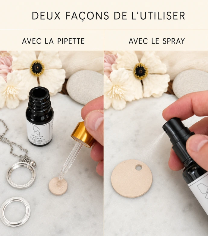 Utilisation sur bijoux, en diffusion d'ambiance