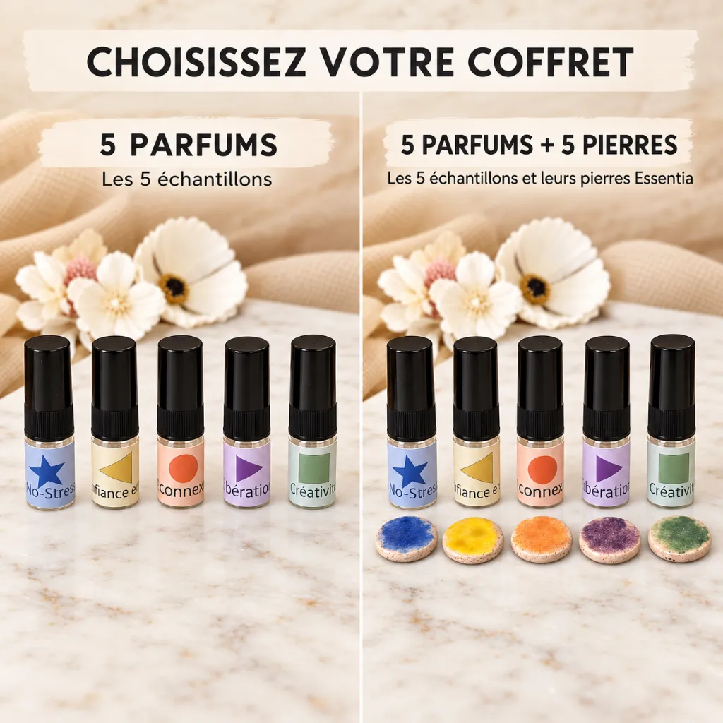 Différence entre le coffret de parfums et le coffret avec pierres Essentia